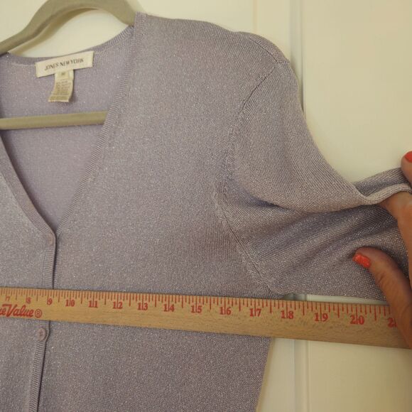 Jones New York Lavender/silver Shimmer Cardigan Womens Med. Classic, Party GUC - Picture 7 of 8